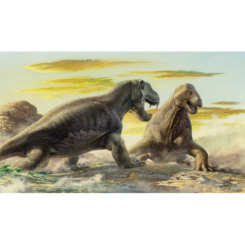 Anteosaurus & Moschops scene (c) John Sibbick