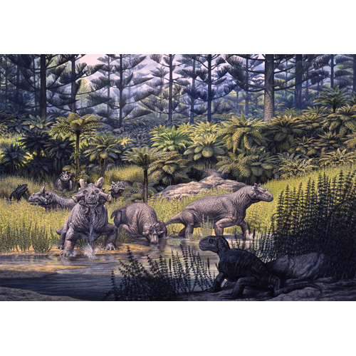 Estemmenosuchus scene  (c) John Sibbick